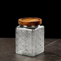 Square Glass Storage Jar Candy Jars With Lids Vintage Food Storage Container