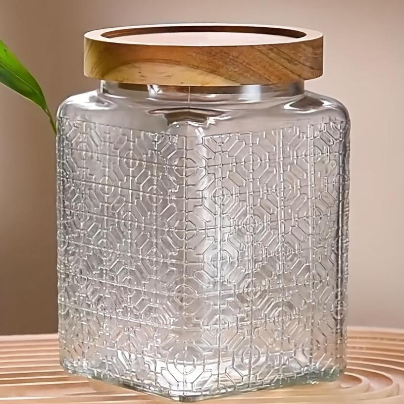 Square Glass Storage Jar Candy Jars With Lids Vintage Food Storage Container