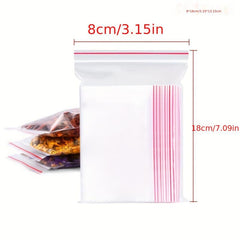 100 Pcs Clear Poly Bags Resealable Zip Lock Snack Food Storage Pouches