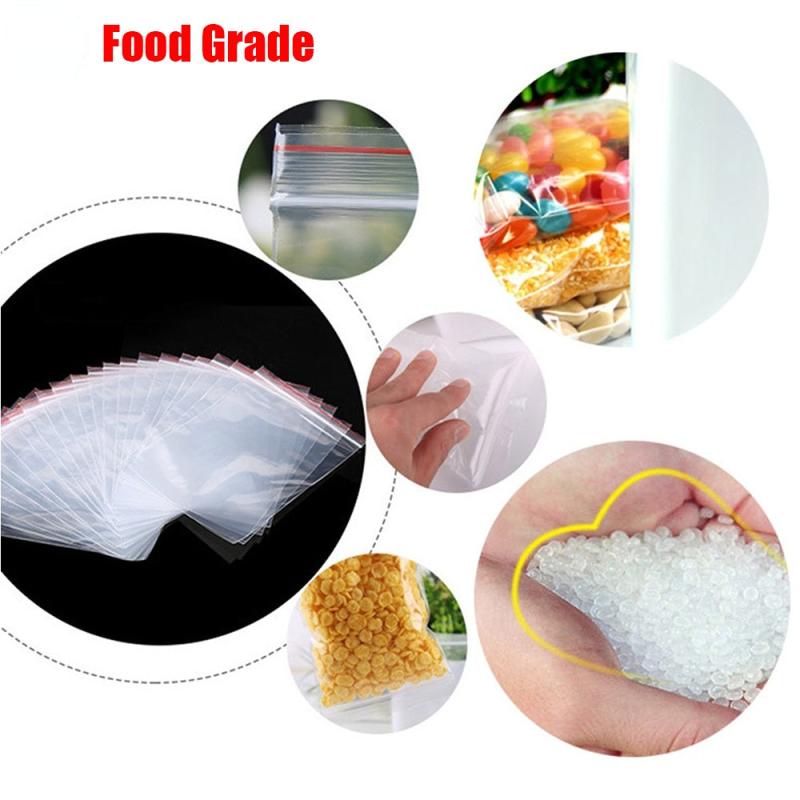 100 Pcs Clear Poly Bags Resealable Zip Lock Snack Food Storage Pouches