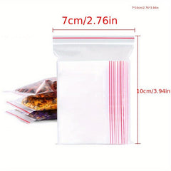 100 Pcs Clear Poly Bags Resealable Zip Lock Snack Food Storage Pouches