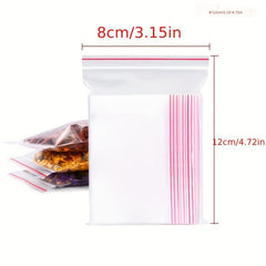 100 Pcs Clear Poly Bags Resealable Zip Lock Snack Food Storage Pouches