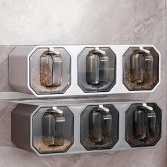 Wall Mounted Seasoning Jar Set with 3 Grid Clear Storage Combo for Kitchen