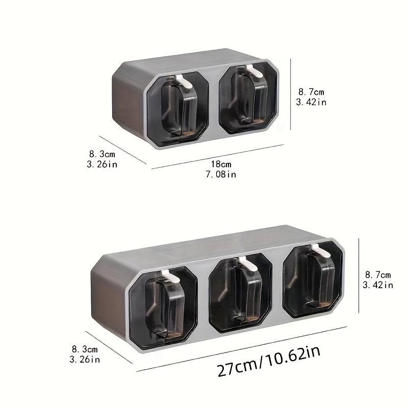 Wall Mounted Seasoning Jar Set with 3 Grid Clear Storage Combo for Kitchen