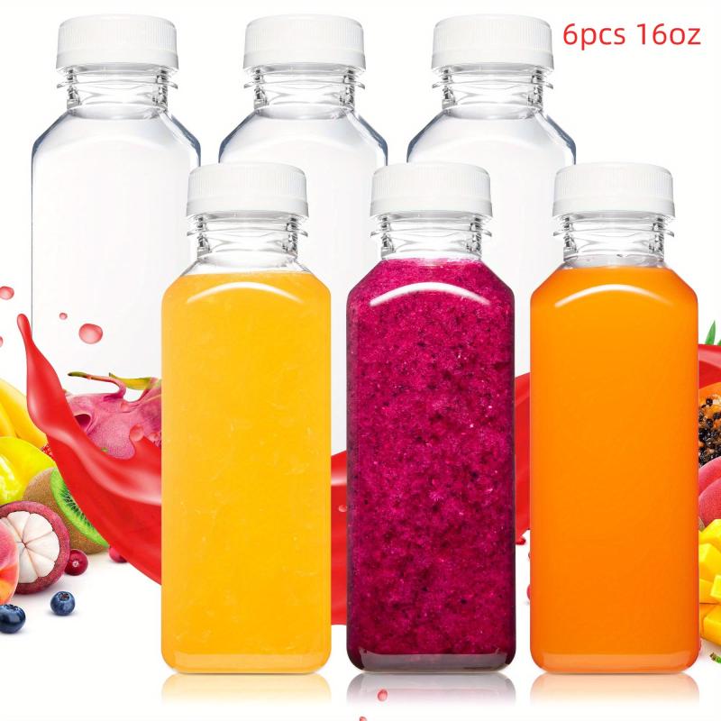 6 Pack Plastic Bottles With Caps Juice Containers 4oz 8oz 16 oz