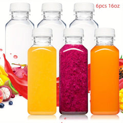 6 Pack Plastic Bottles With Caps Juice Containers 4oz 8oz 16 oz