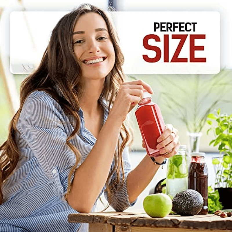 6 Pack Plastic Bottles With Caps Juice Containers 4oz 8oz 16 oz