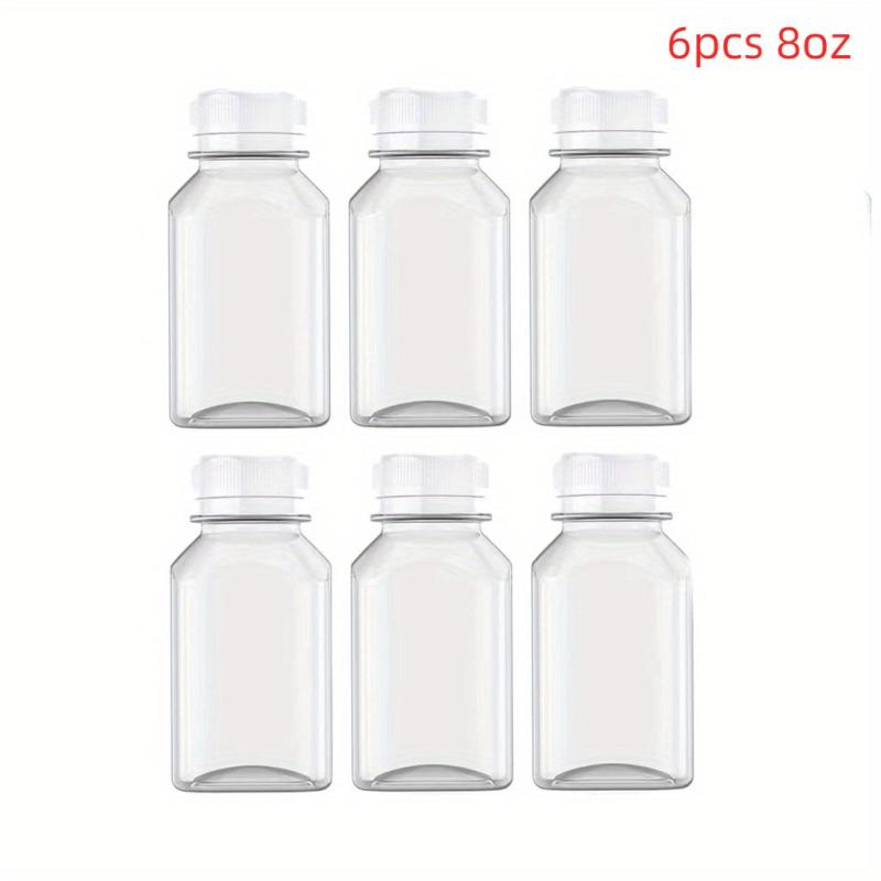 6 Pack Plastic Bottles With Caps Juice Containers 4oz 8oz 16 oz