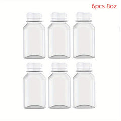 6 Pack Plastic Bottles With Caps Juice Containers 4oz 8oz 16 oz