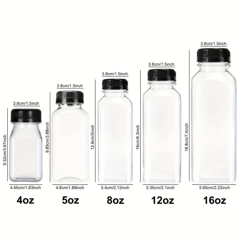 6 Pack Plastic Bottles With Caps Juice Containers 4oz 8oz 16 oz