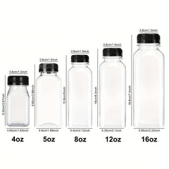 6 Pack Plastic Bottles With Caps Juice Containers 4oz 8oz 16 oz