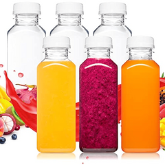 6 Pack Plastic Bottles With Caps Juice Containers 4oz 8oz 16 oz