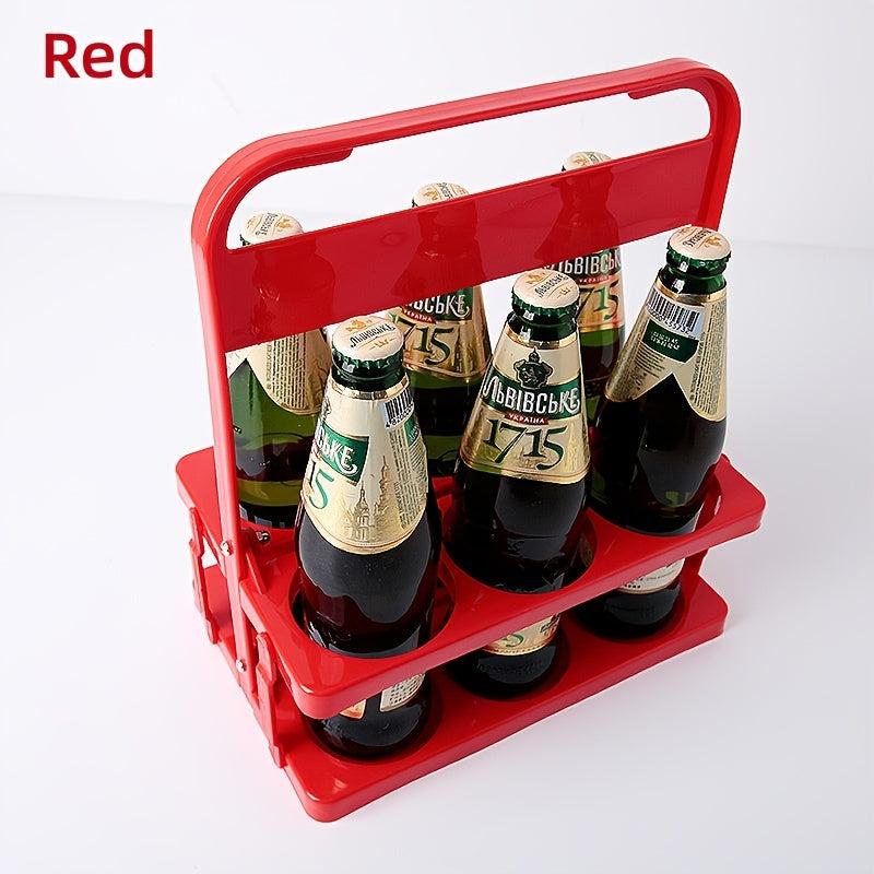 Vintage Style Beer Basket For 6 Bottles Foldable Wine Rack Beer Holder