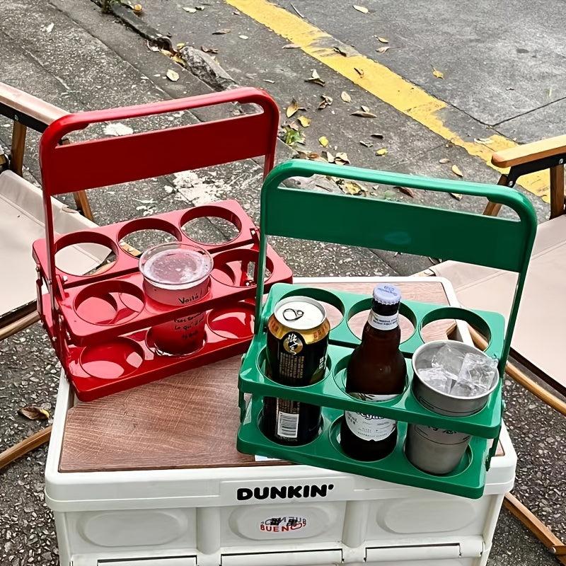 Vintage Style Beer Basket For 6 Bottles Foldable Wine Rack Beer Holder