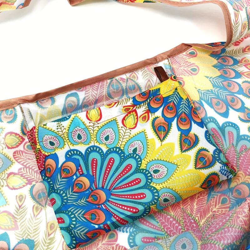 Peacock Flower Grocery Bags Portable Shopping Bag