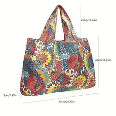 Peacock Flower Grocery Bags Portable Shopping Bag