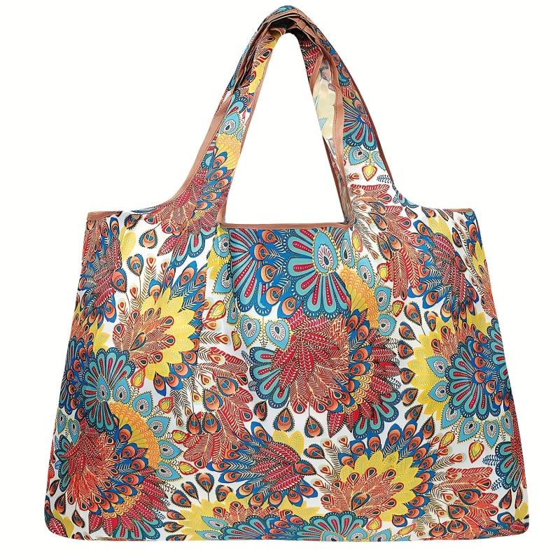 Peacock Flower Grocery Bags Portable Shopping Bag