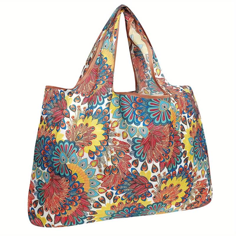 Peacock Flower Grocery Bags Portable Shopping Bag