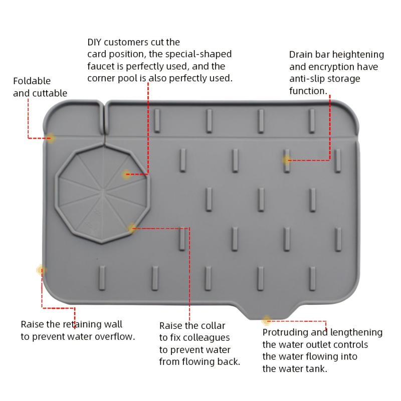 Silicone Sink Faucet Mat Splash Guard Drying Pad