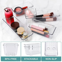 3pcs Clear Drawer Organizer Set for Bathroom and Kitchen