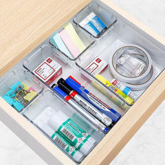 3pcs Clear Drawer Organizer Set for Bathroom and Kitchen