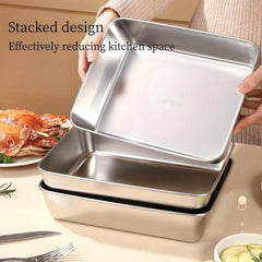 Stainless Steel Square Plate Cold Vegetable Plate Rectangular Fruit Plate