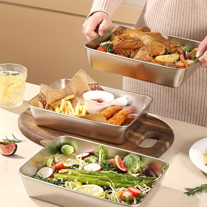 Stainless Steel Square Plate Cold Vegetable Plate Rectangular Fruit Plate