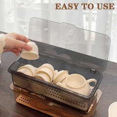 Large Capacity Tea Set Storage Box Dustproof Stackable Transparent