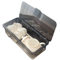 Large Capacity Tea Set Storage Box Dustproof Stackable Transparent