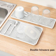 2-Layer Cup Storage Tray Plastic Draining Board Tea Tray
