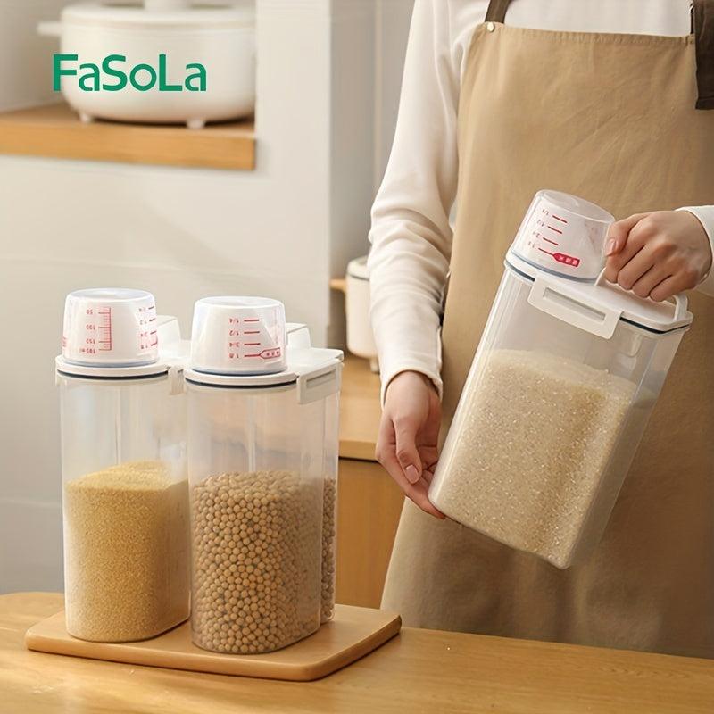 Large Capacity Rice Bucket with Measuring Cup