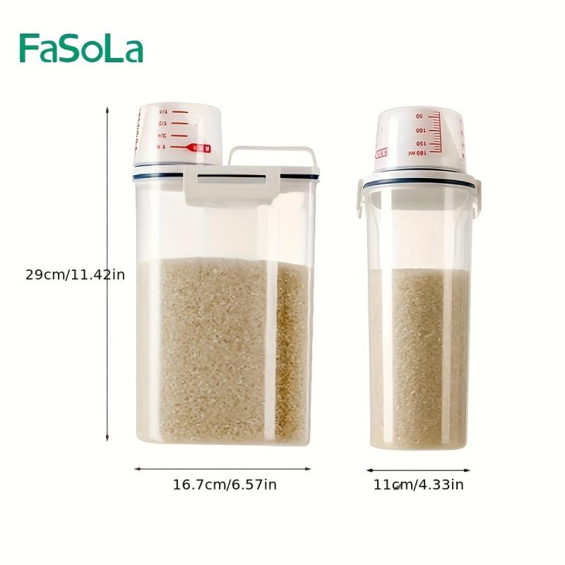 Large Capacity Rice Bucket with Measuring Cup
