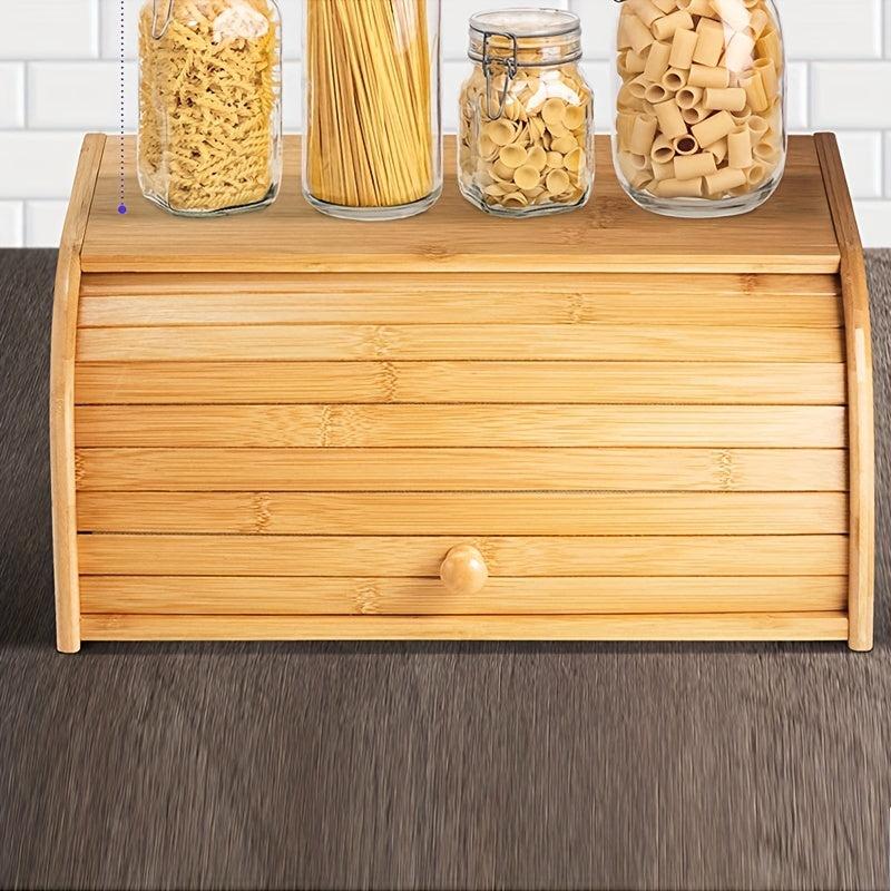 Bamboo Roll Top Bread Box Kitchen Food Storage