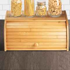 Bamboo Roll Top Bread Box Kitchen Food Storage