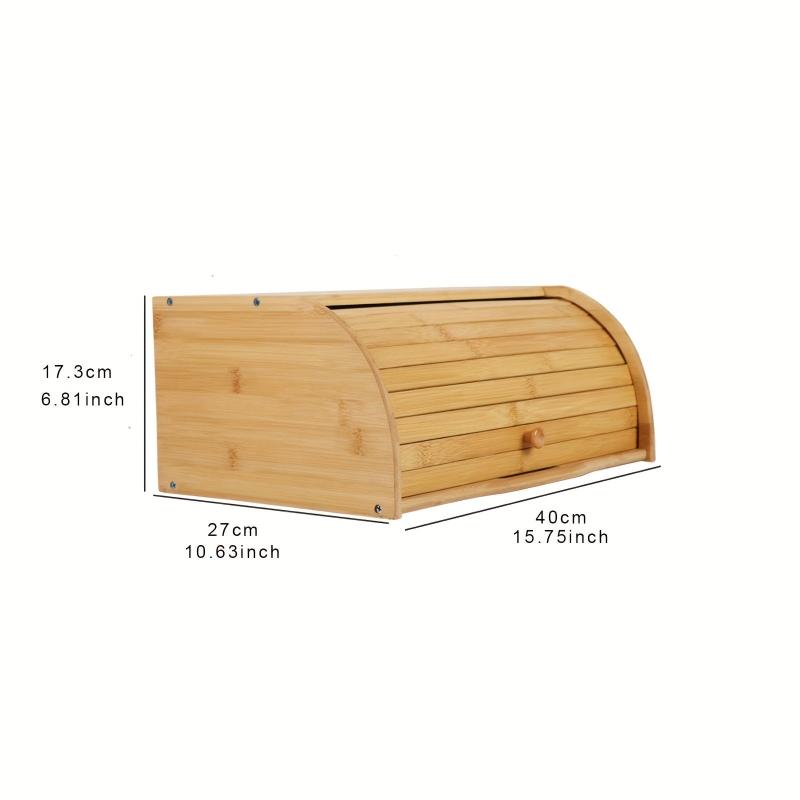 Bamboo Roll Top Bread Box Kitchen Food Storage