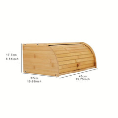 Bamboo Roll Top Bread Box Kitchen Food Storage