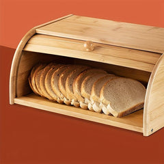 Bamboo Roll Top Bread Box Kitchen Food Storage