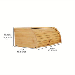 Bamboo Roll Top Bread Box Kitchen Food Storage