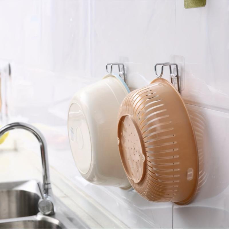 4pcs Stainless Steel Adhesive Hook Bathroom Wall Towel Basin Kitchen Storage Rac