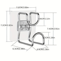 4pcs Stainless Steel Adhesive Hook Bathroom Wall Towel Basin Kitchen Storage Rac
