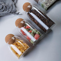 Glass Food Storage Jars With Wood Lid - Set of 3