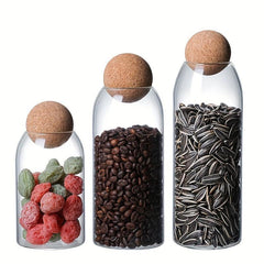 Glass Food Storage Jars With Wood Lid - Set of 3