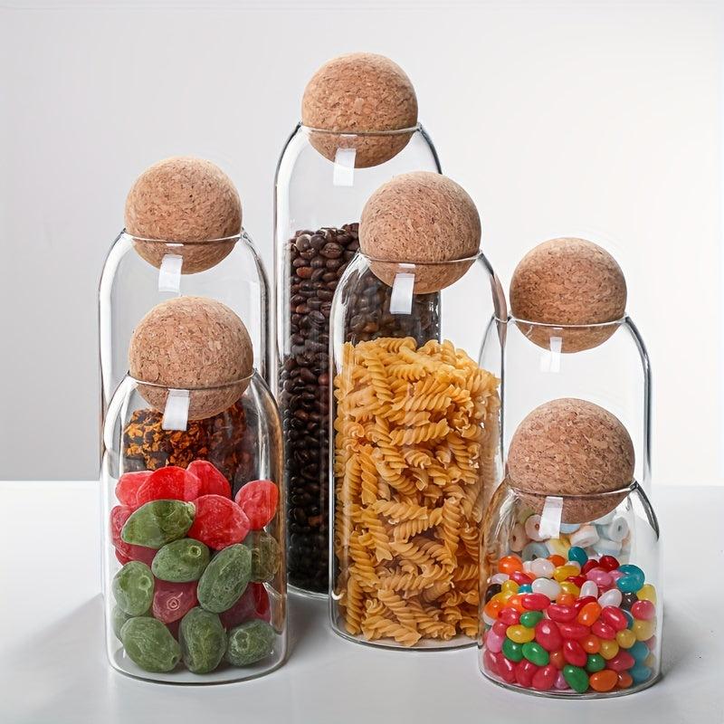 Glass Food Storage Jars With Wood Lid - Set of 3