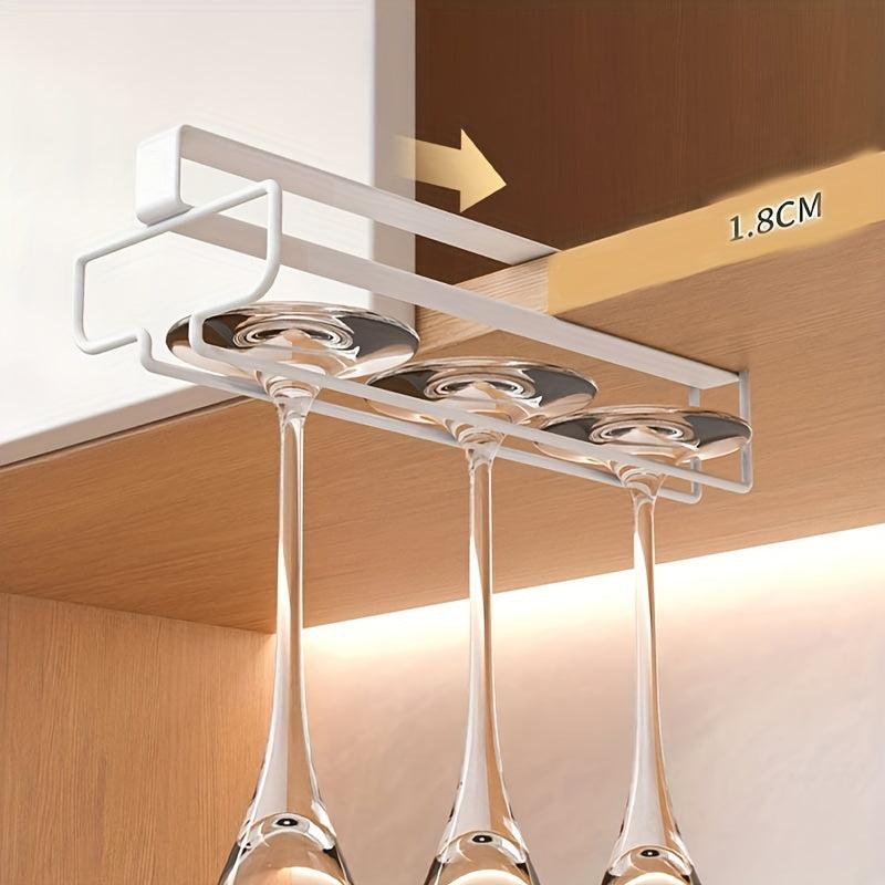 Under Cabinet Wine Glass Rack Metal Holder for Bar Kitchen Storage