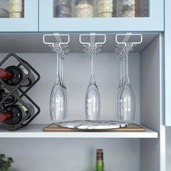 Under Cabinet Wine Glass Rack Metal Holder for Bar Kitchen Storage