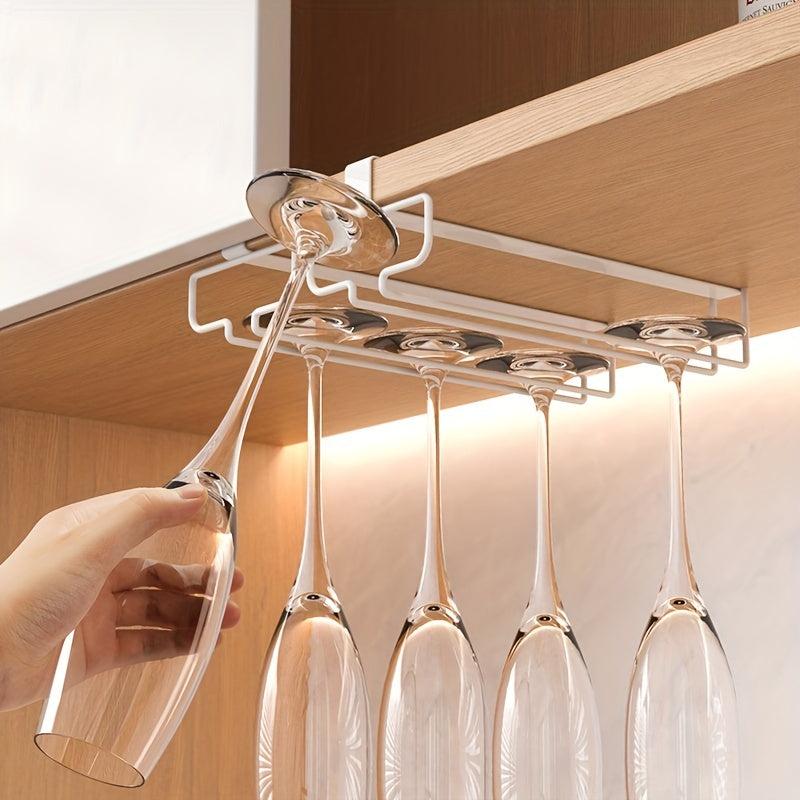 Under Cabinet Wine Glass Rack Metal Holder for Bar Kitchen Storage