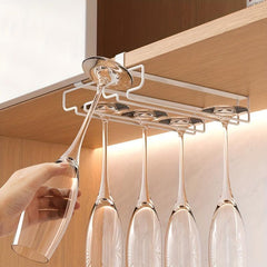 Under Cabinet Wine Glass Rack Metal Holder for Bar Kitchen Storage