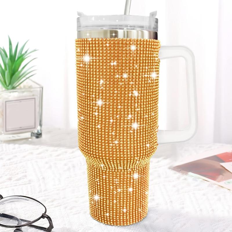 40oz Studded Tumbler Straw Cup Bling Cup Handle Car Bottle Halloween Decor