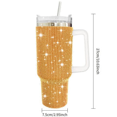 40oz Studded Tumbler Straw Cup Bling Cup Handle Car Bottle Halloween Decor
