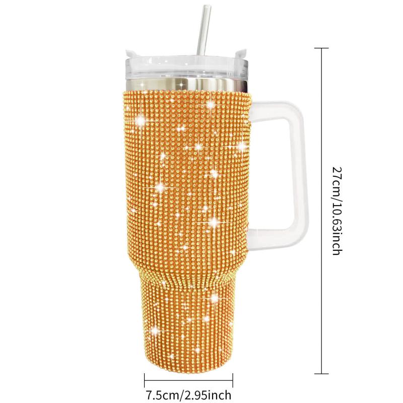 40oz Studded Tumbler Straw Cup Bling Cup Handle Car Bottle Halloween Decor